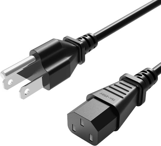 3 Prong AC Power Cord Cable Replacement for Electronics, TV, Computer, Printer, Radio, Monitor, Samsung, Dell, Vizio, LG, Asus, Laptop and More (10FT)